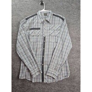 Irreverent Military Button Down Y2K Skull Rocker Grunge Like Affliction Size L